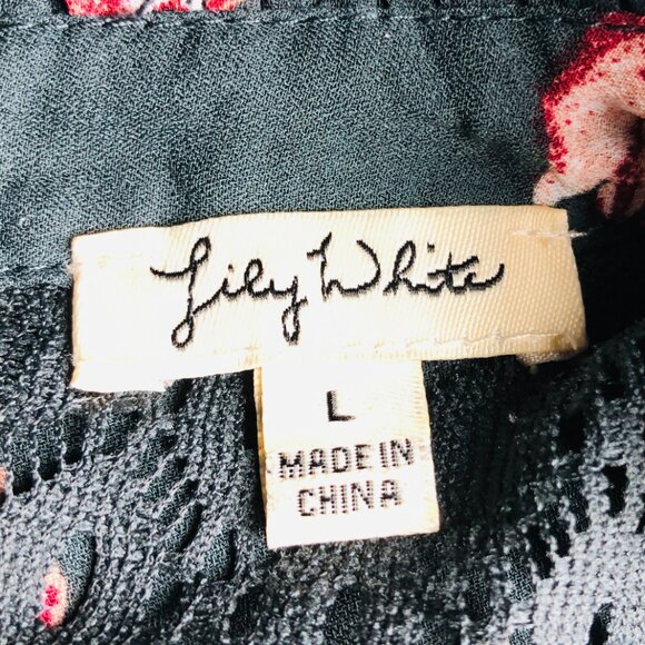 Dark Green High Neck Lace Yoke Sleeveless Blouse Ruffled Cap Sleeves Size Large - Picture 8 of 12